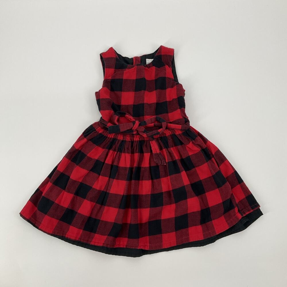 3T Buffalo Plaid Dress Red Black Size Sleeveless Holiday Party Out Toddler